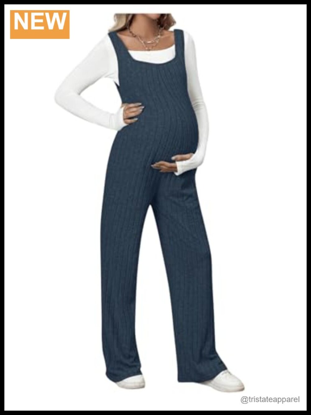 Maternity Jumpsuit Knitted Sleeveless Rib Solid Overall